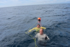 Husband and wife enjoying themselves after a dive 